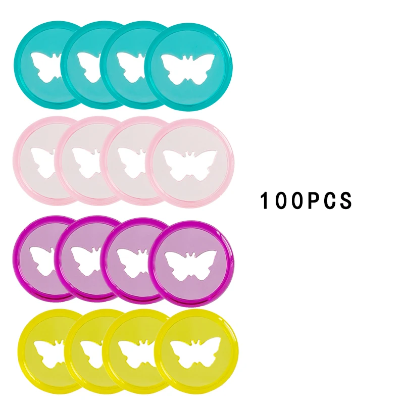 100PCS Butterfly Plastic Transparent Buckle Loose-leaf Buckle Mushroom Hole Notebook 28MM Binding Disc Plastic Binding Rings