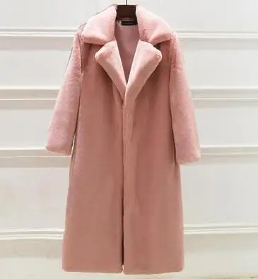light pink Зимняя мода, Новое высококачественное искусственное бархатное меховое пальто, длинное меховое пальто, женское свободное толстое теплое пальто из меха норки, плюшевое пальто для женщин Q119 - Цвет: light pink