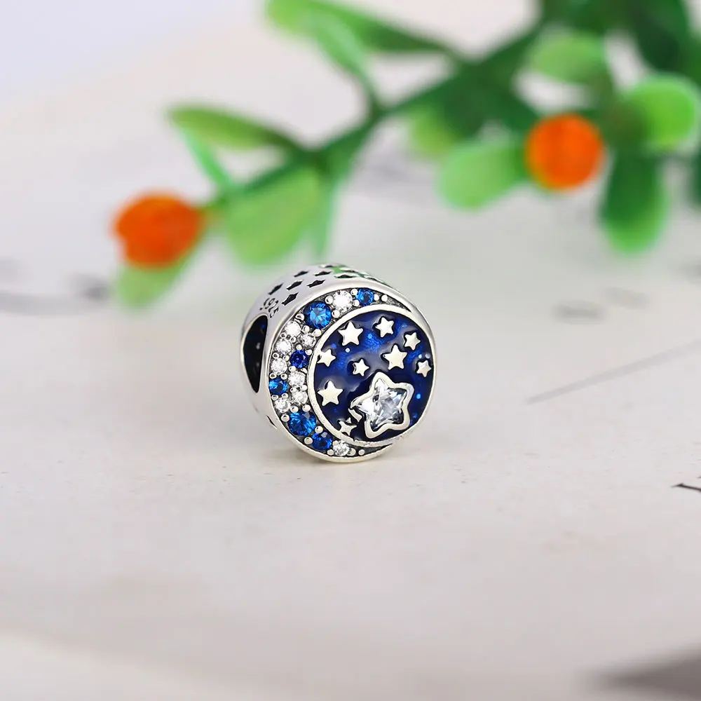 Цена оптовой продажи 925 стерлингового серебра и голубые эмалированные подвески в