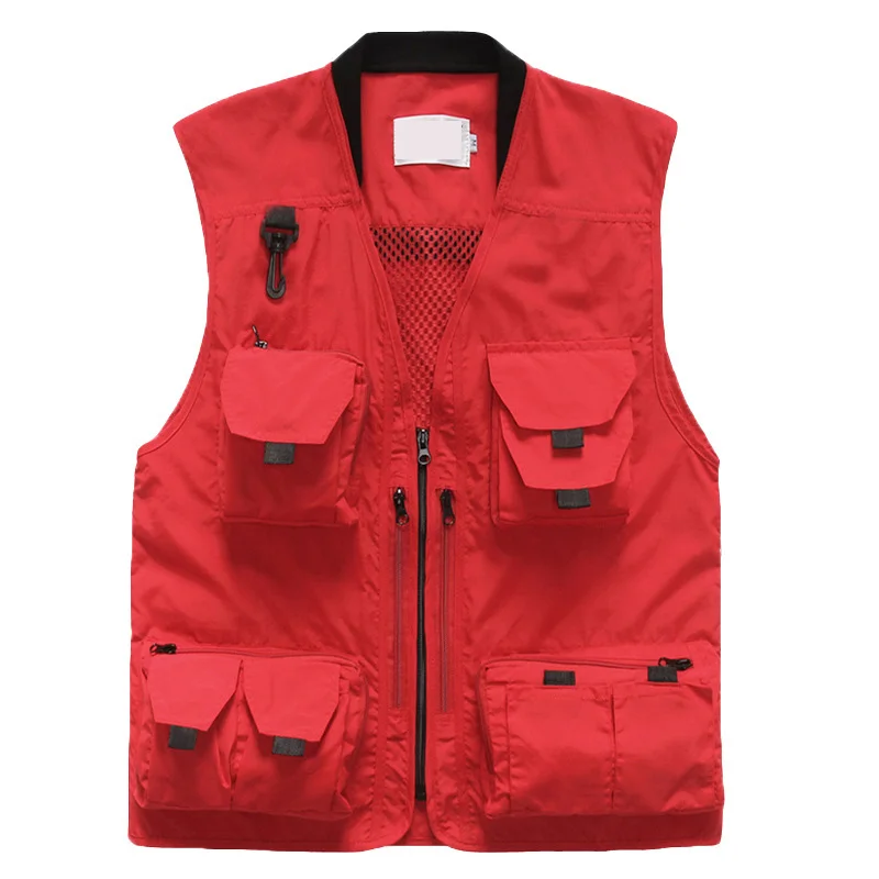 

Casual vest men outdoor photography fishing multi-pocket thin vest male waistcoat Sleeveless Jacket windproof Loose zipper Coats