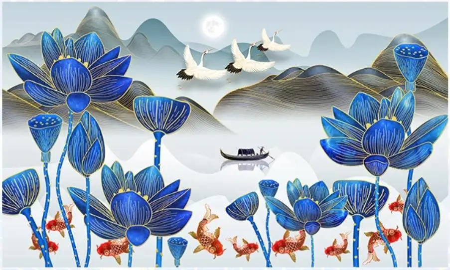 Пользовательские фото обои для стен 3 d фрески Новая китайская золотая линия