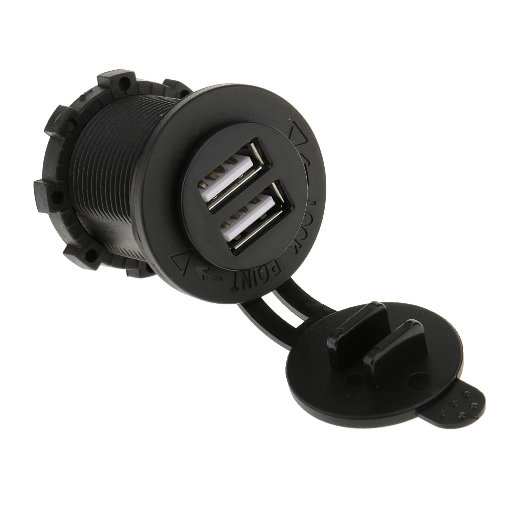 black dual usb port charger socket 12v for motorcycle car 4 2a waterproof free global shipping