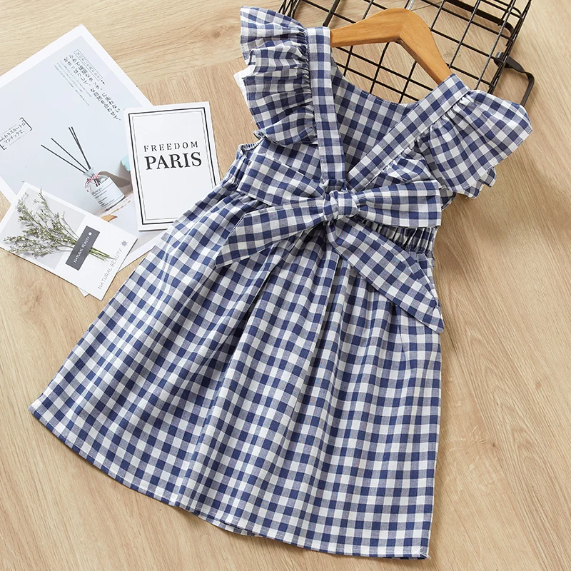 Bear Leader Girls Princess Dress 2020 Elegant Polka Dot Open Back Ruffle Tie Bow Vest Costume Kids 3-7Y | Детская одежда и обувь