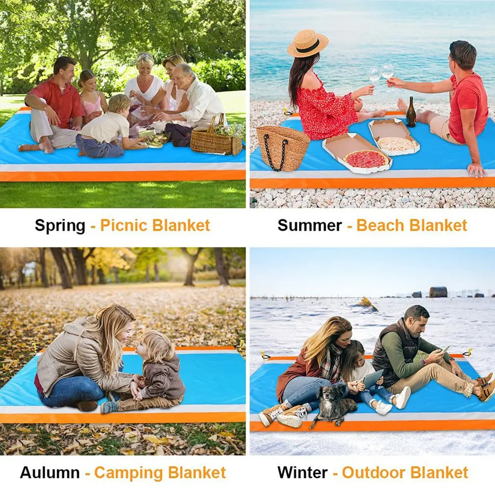 

Outdoor Beach Mat Cushion Carpet Waterproof Sand Free Blanket Portable Folding Picnic Camping Mat 200x210cm Waterproof sandproof