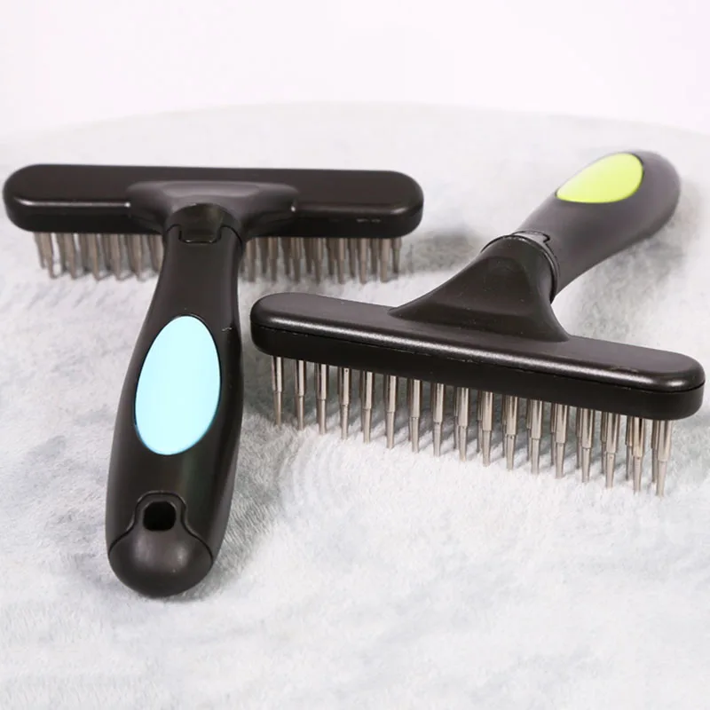 

Double Row Pins Professional Pet Undercoat Rake Cats Dogs Comb Brush Loosen Wet Dry Use Grooming Pet Supplies Dematting Tools