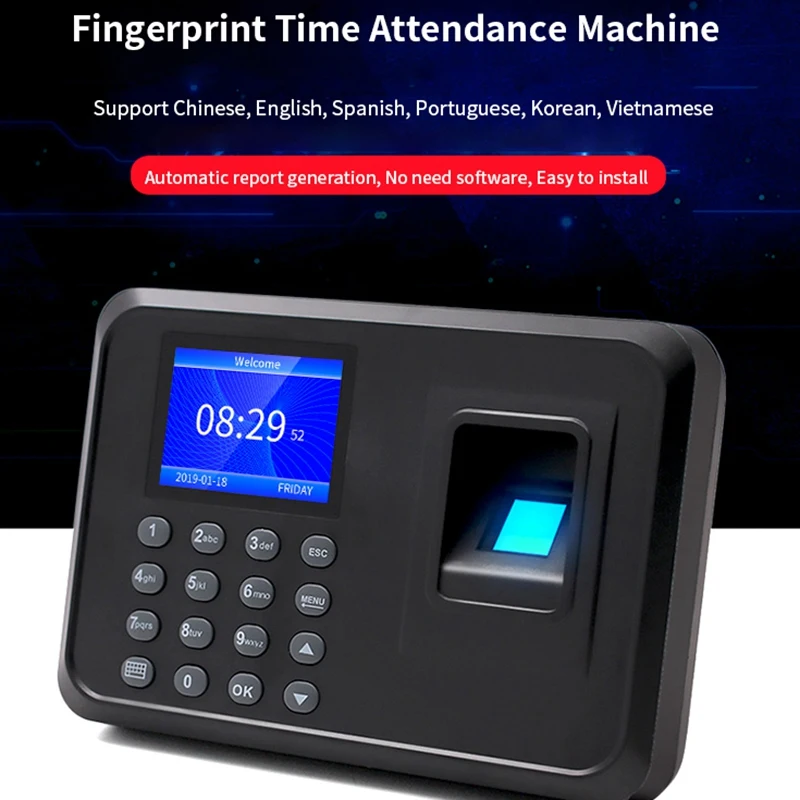 

Biometric Fingerprint Time Attendance Machine Time Clock Recorder (AU Plug)