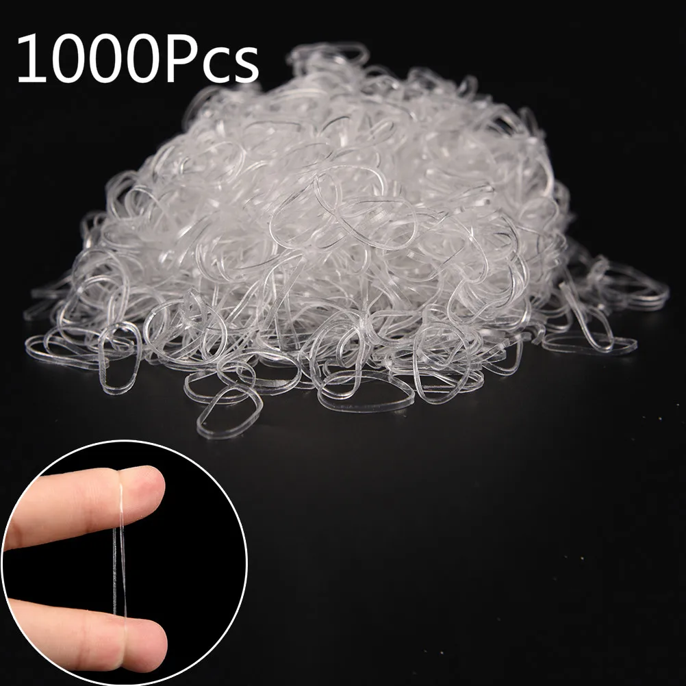 

1000pcs/pack Women Girls Transparent Hair Elastic Rope Rubber Band For Hair Styling Tools Bind Tie Ponytail Holder Accessories