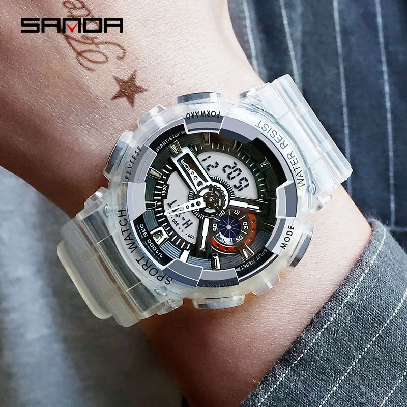 Модные женские часы SANDA Топ бренд белые спортивные водонепроницаемые наручные
