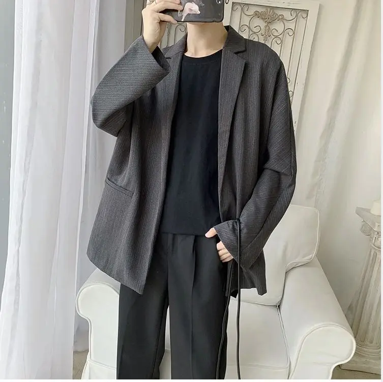 Hongkong Autumn Men Blazer Black Oversized Blazer Masculino Yuppie Style Men Blazer hombre