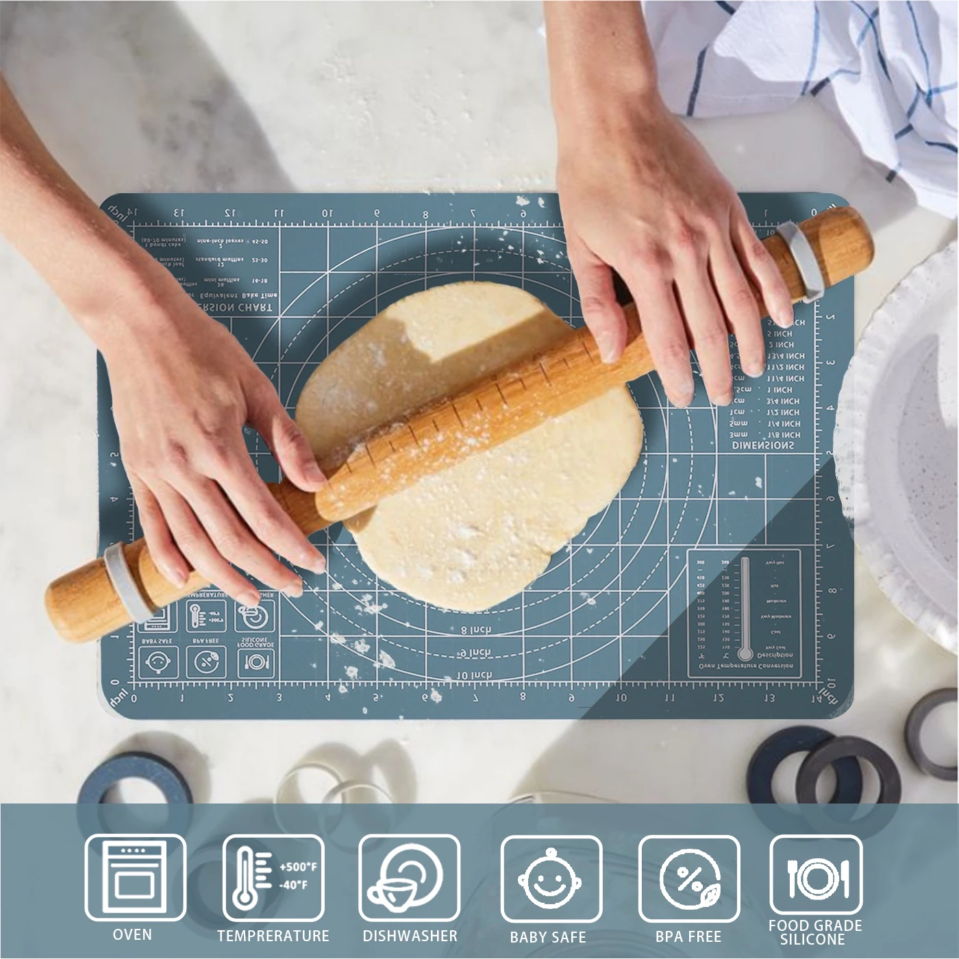 Силиконовый нескользящий коврик для выпечки толстые Нескользящие теста пирога