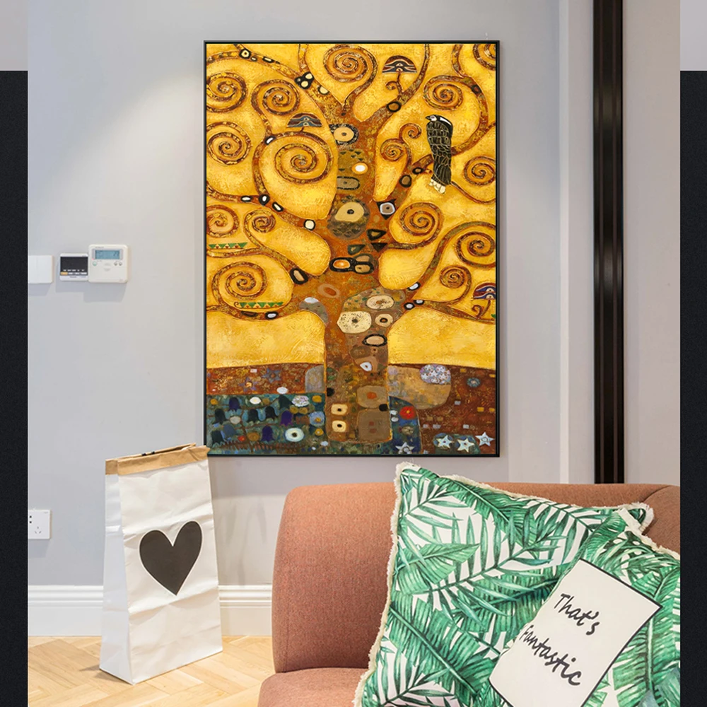 

Abstract Gustav Klimt Tree Of Life Wall Art Canvas Prints Life Tree Famous Painting Replica Canvas Painting For Living Room