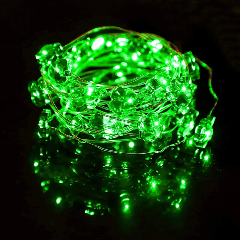 

4M 40 Lights Solar String St. Patrick's Day Indoor Outdoor Waterproof Flower Garden Blossom Lighting Party Home Decoration