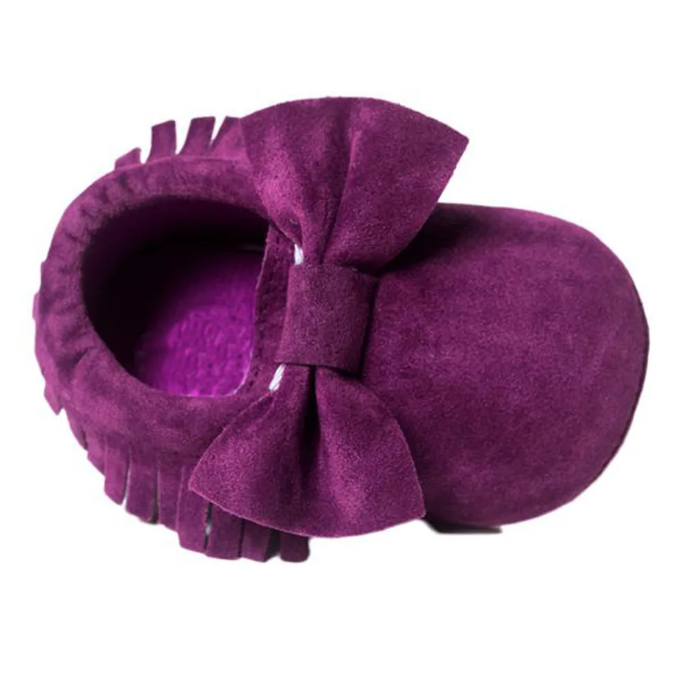 Для маленьких девочек Мокасины с кисточками С бантом из искусственной кожи для