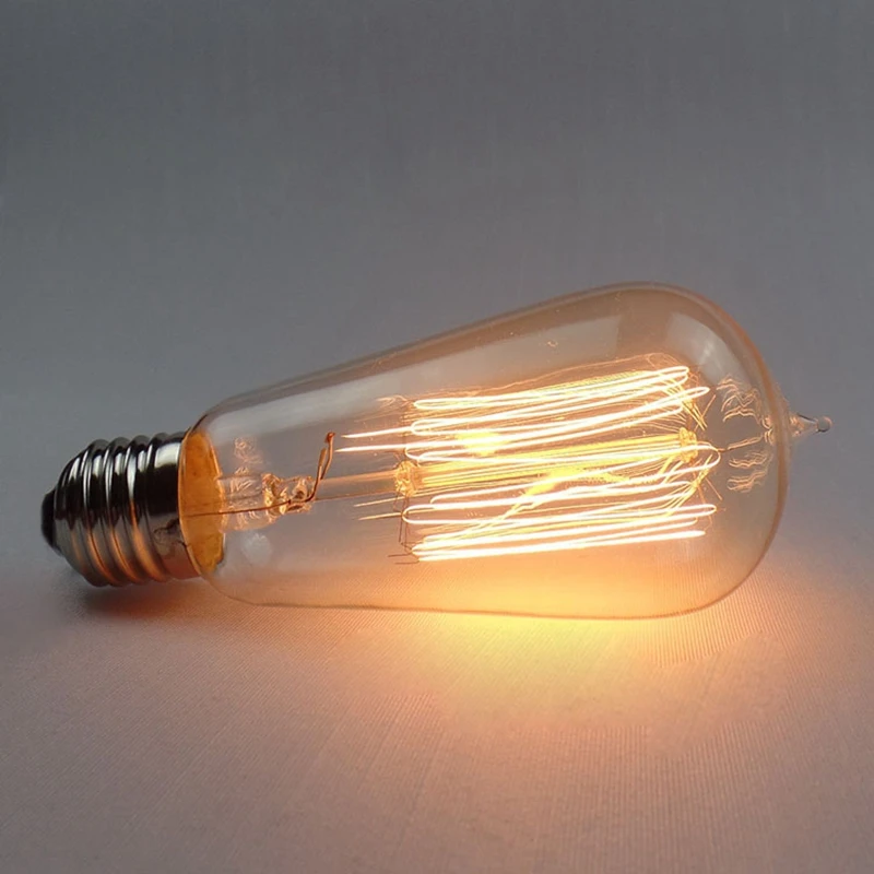 Винтаж Edison светильник лампочка E27 220v 40w Ретро Эдисон лампы ST64 T45 T100 T185 G80 G95 A19 нити