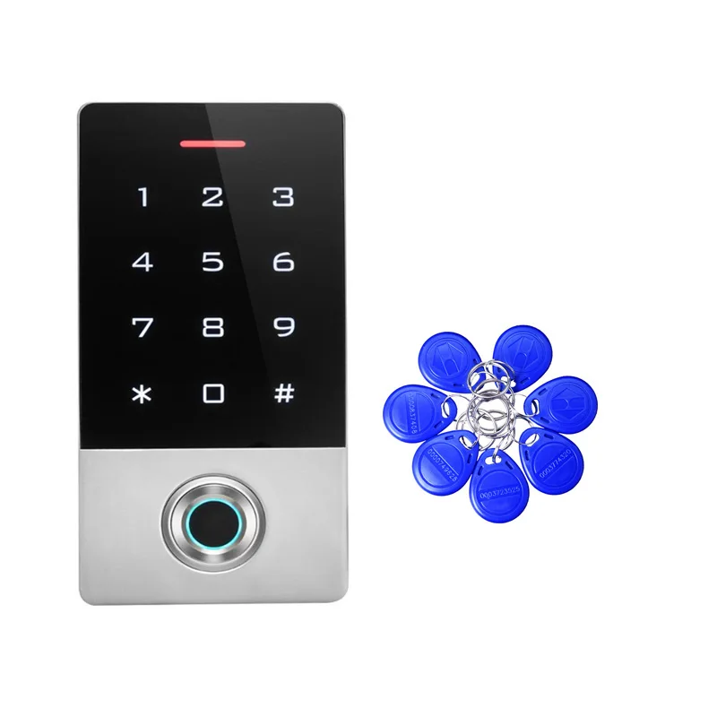 

10 tags 125KHZ ID Outdoor Fingerprint password keypad access control reader for security door lock system gate opener use