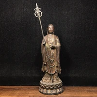 10chinese folk collection old bronze cinnabar lacquer ksitigarbha jizo enshrine the buddha ornaments town house exorcism