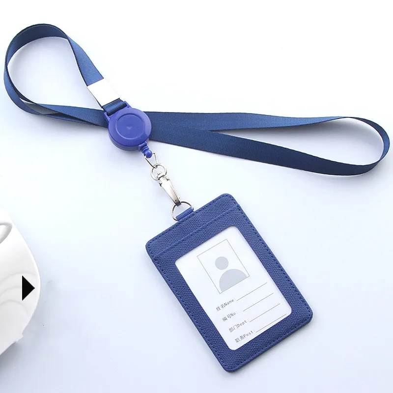 

Leather Business ID Card Holder Badge Holder with Lanyard ID Badge Case Keychain Neck Strap Card Holder Office Supplies