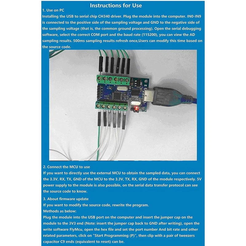 USB 10-канальный 12-разрядный AD Модуль сбора данных STM32 коммуникационная плата