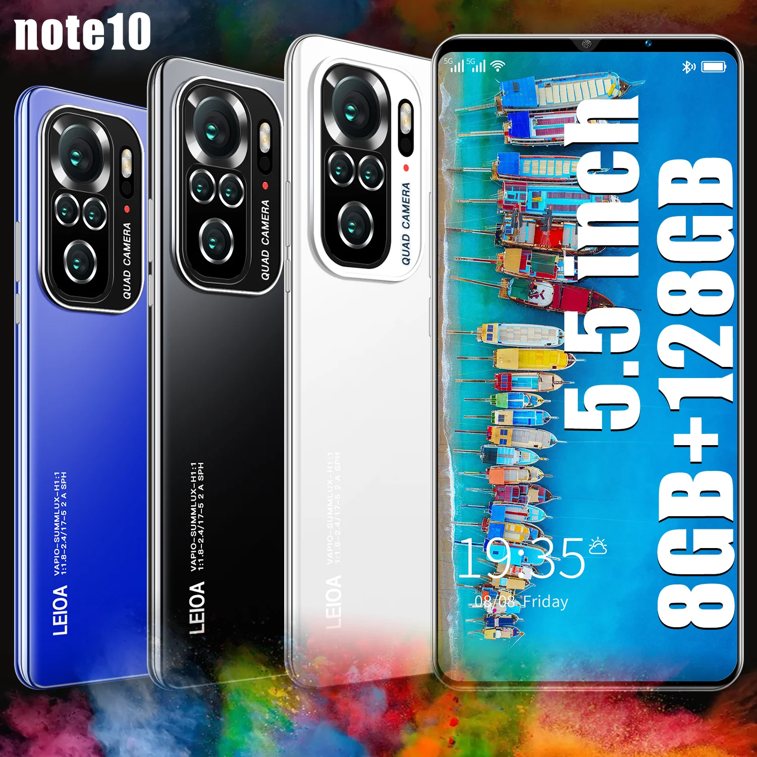 

2021 Global 5G LTE Bands Note 10 5.5Inch Full Screen 10Core MTK6595 8+128GB Flash Memory 4800mAh Face ID Dual SIM 24+48MP