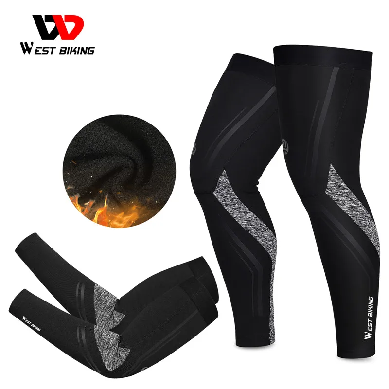 

WEST BIKING Winter Thermal Fleece Cycling Arm Leg Warmers Fitness Running MTB Bicycle Leg Warmers Sport Bike Racing Arm Sleeves