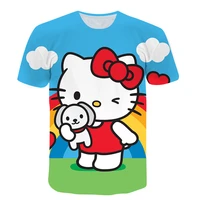 2021 new helloew kitty girl t shirt baby boy clothes 3d printed fashion round collar shirt toddler cute kawaii sweatshirt