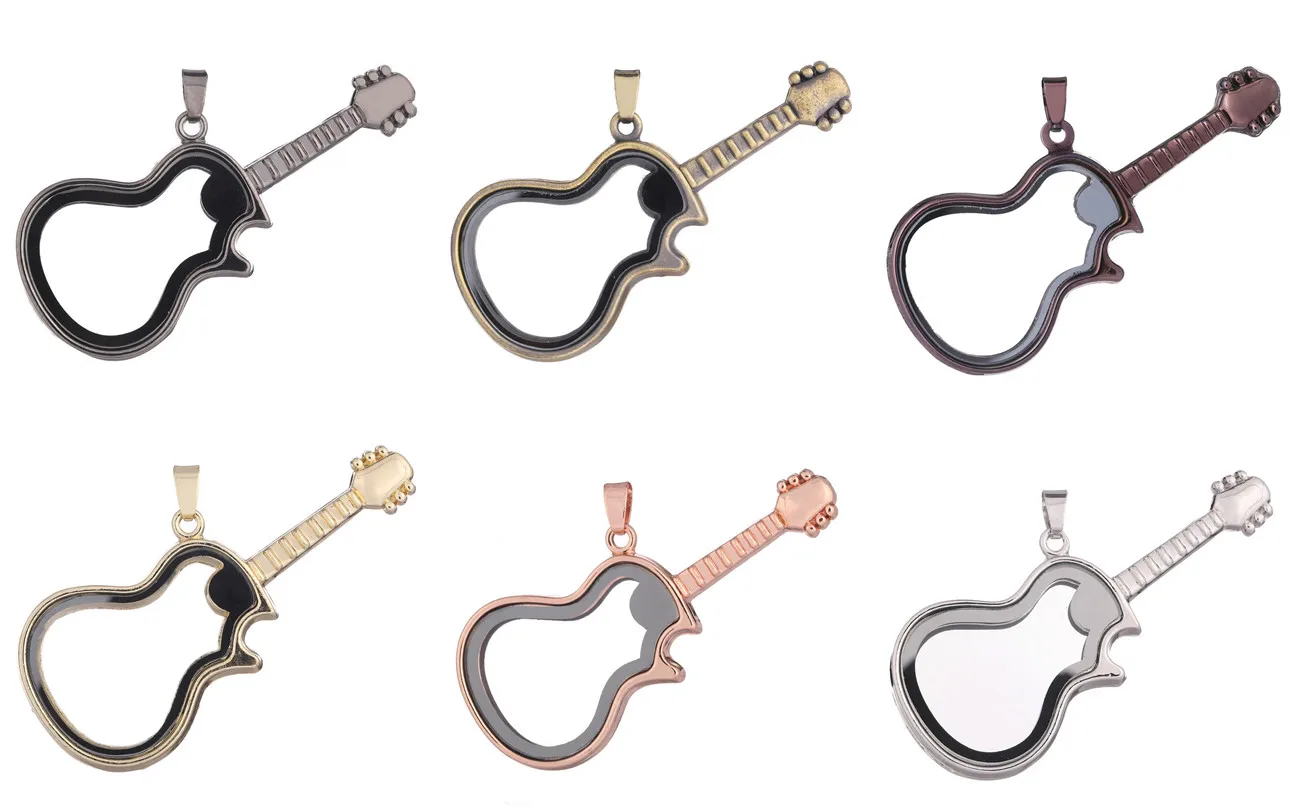 1 шт. сплав музыка гитара Стекло равнина медальон на памяти плавающая подвеска