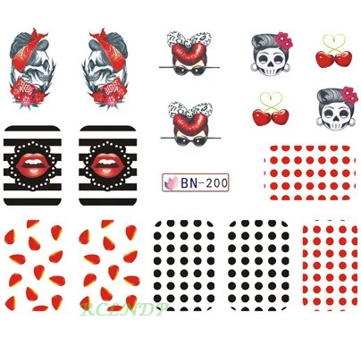 Наклейка на воду для слайдер украшения ногтей череп с американским флагом