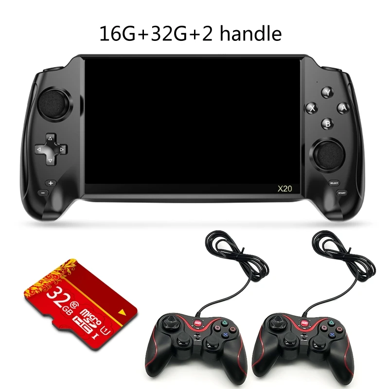 

X20 Handheld Game Console 7 Inch Screen Retro Joystick Support TF Card Double Player Video Output for Kids X20 7 Inch Double Han