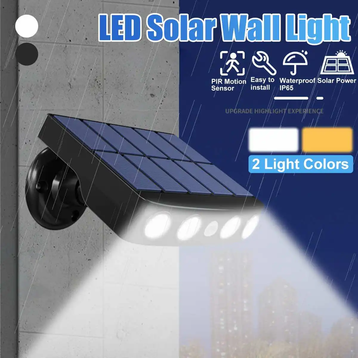 

Outdoor LED Solar Light Waterproof With 3 Light Mode PIR Motion Sensor Spotlights for Garden Patio Path Yard Solar LED Wall Lamp