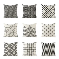 simple black white geometry print throw pillowcase linen 4545cm home decor waist pillow case sofa bed cushion cover hot selling