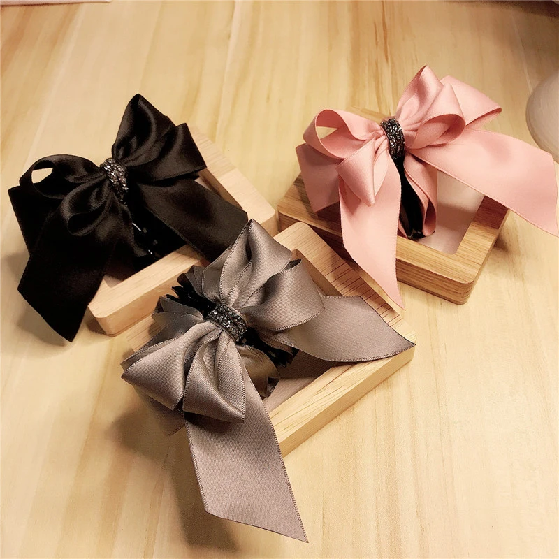 

Заколка для волос в Корейском стиле женская, большой зажим с милой бабочкой и атласным кристаллом, бижутерия, аксессуары, 2020