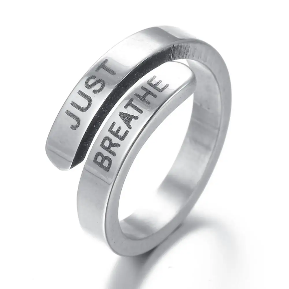 Просто дышать кольцо вдыхайте выдохнуть тревоги Йога ювелирные изделия подарок