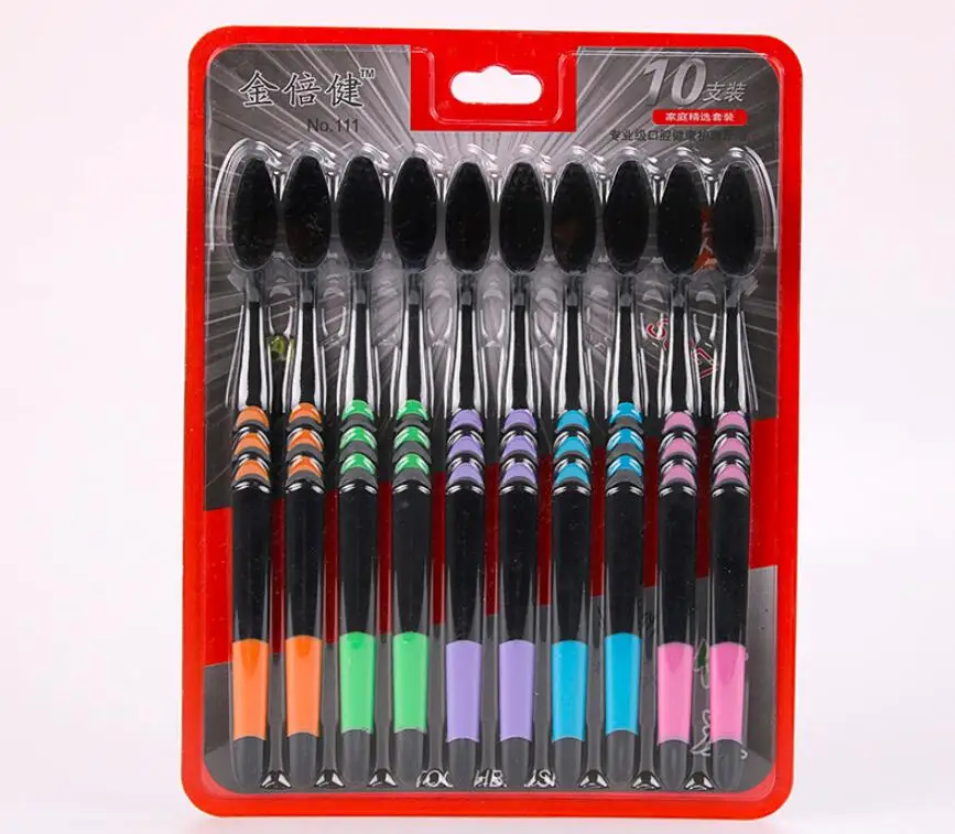 Набор зубных щеток для всей семьи 10 шт. мягкие бамбуковые угольные щетки взрослых