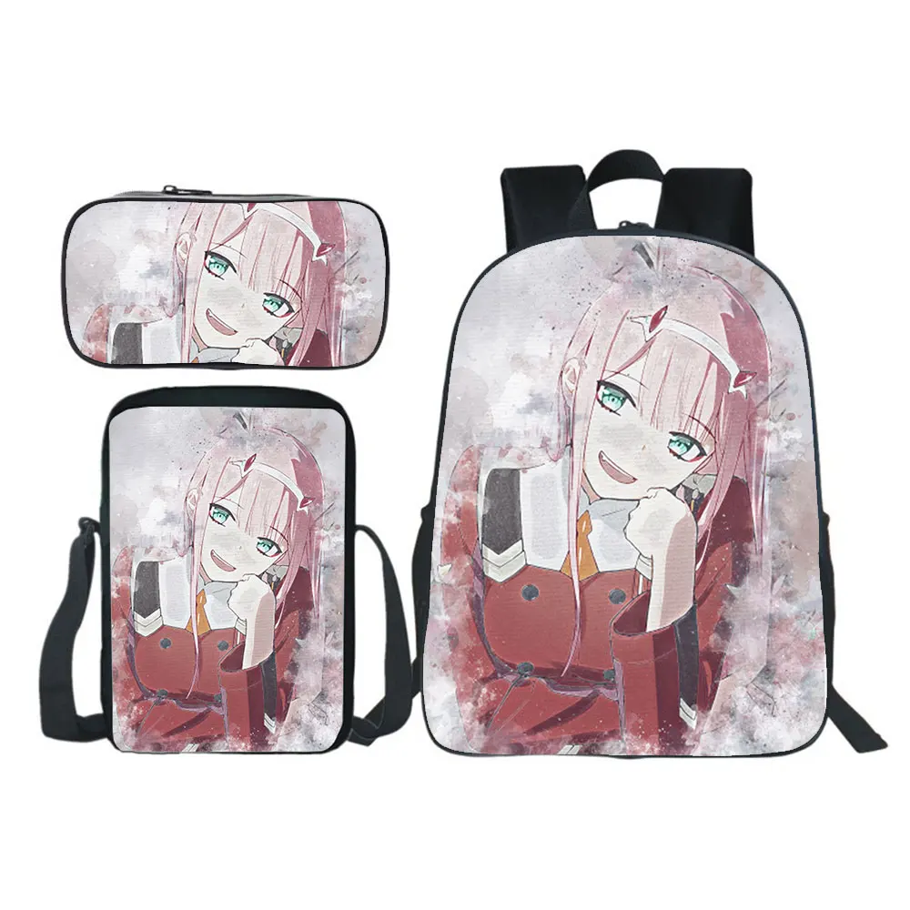 

DARLING in the FRANXX Backpack 3pcs Set Boys Girls School Bag Teens Bookbag Kids Rucksack Gift(backpack+shouder Bag+pen Bag)