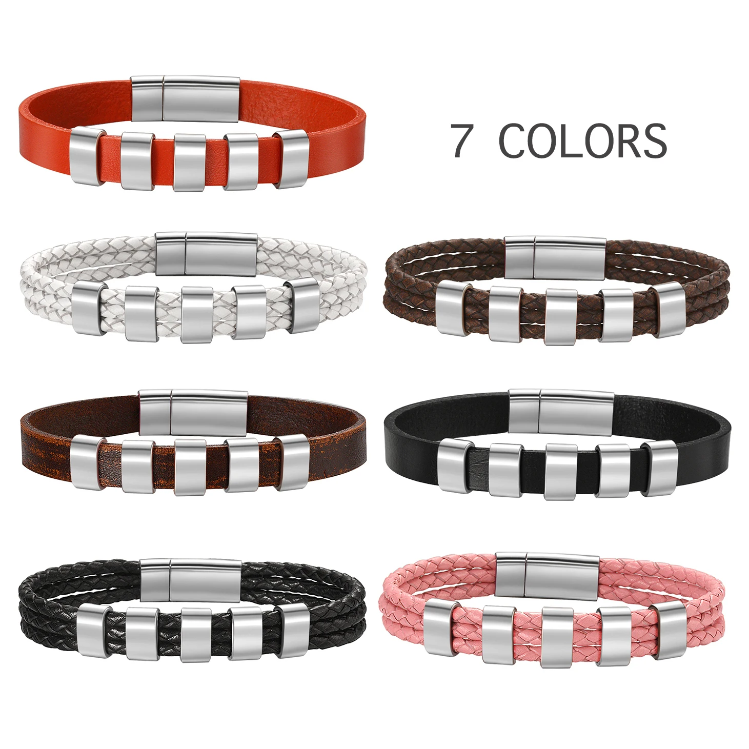 Персонализированный плетеный кожаный браслет для женщин и мужчин