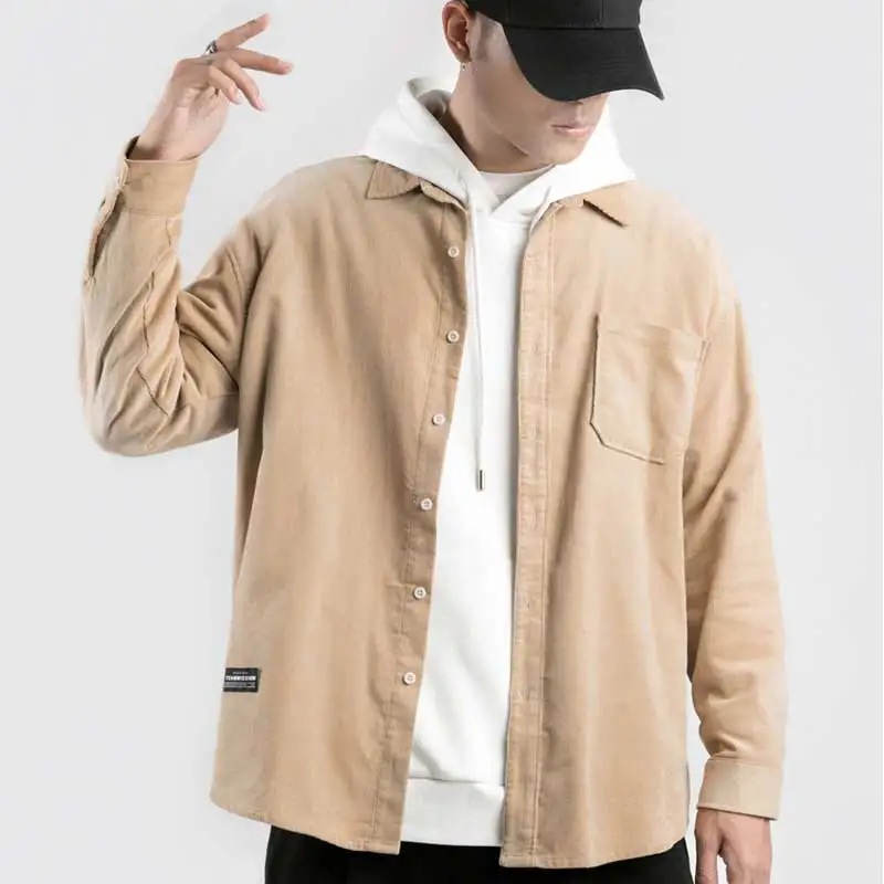 Camisas новинка Вельветовая Мужская рубашка большой размер фланелевый кардиган