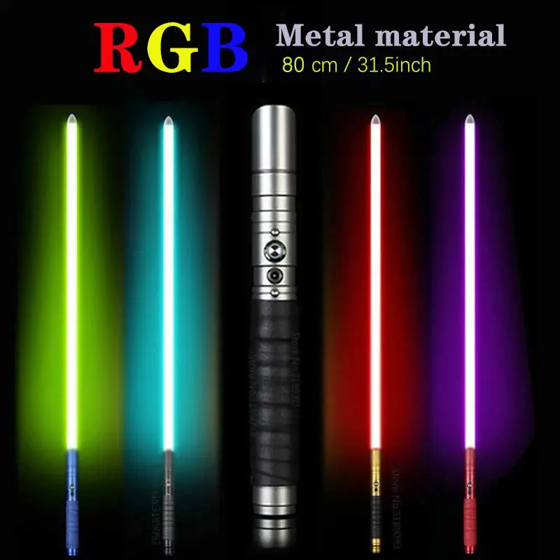 

YQ ziqing 80cm Lightsaber Rgb Light Saber Force Fx Lighting Dueling Sound Foc Lock Up Metal Handle Color Changing 11 Color
