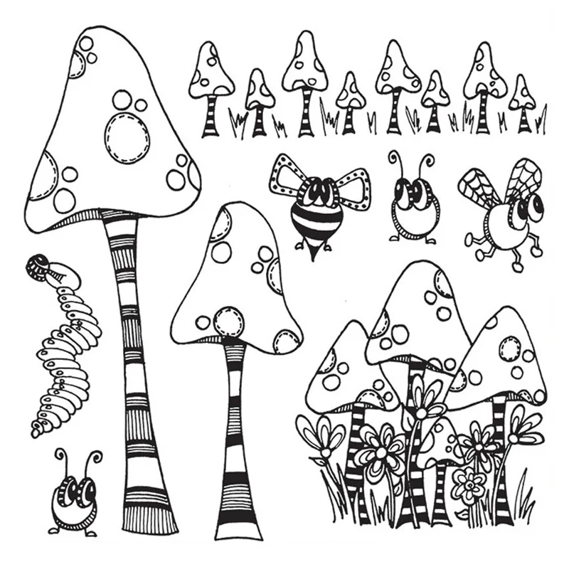 

7x8.5inch Toadstool Town Clear Stamps Mushrooms Transparent Clear Silicone Stamp for DIY Scrapbooking Card Making new 2021