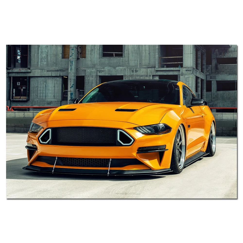 Холщовые обои Ford Mustang оранжевые автомобильные плакаты настенные художественные