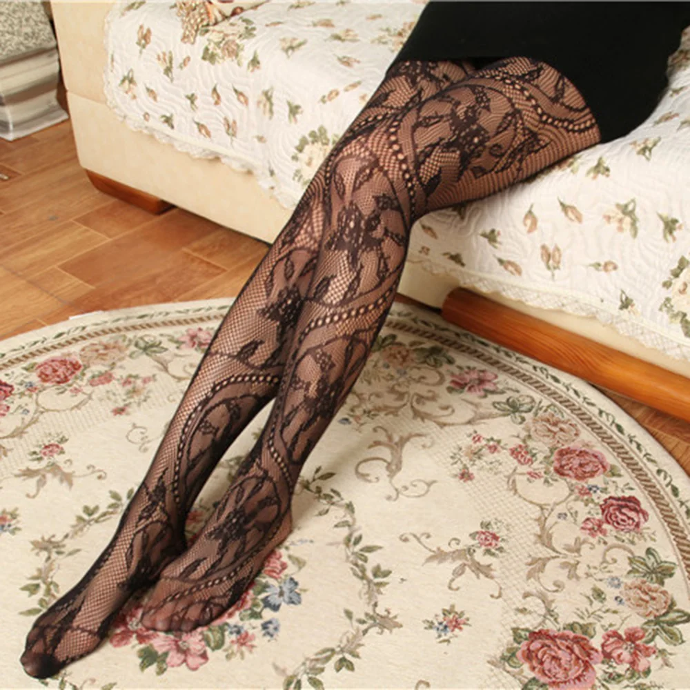 

2021 Women's Sexy Pantyhose Stocking Lace Floral Fishnet Hollow Out See-through Tights Jacquard Stockings Legging