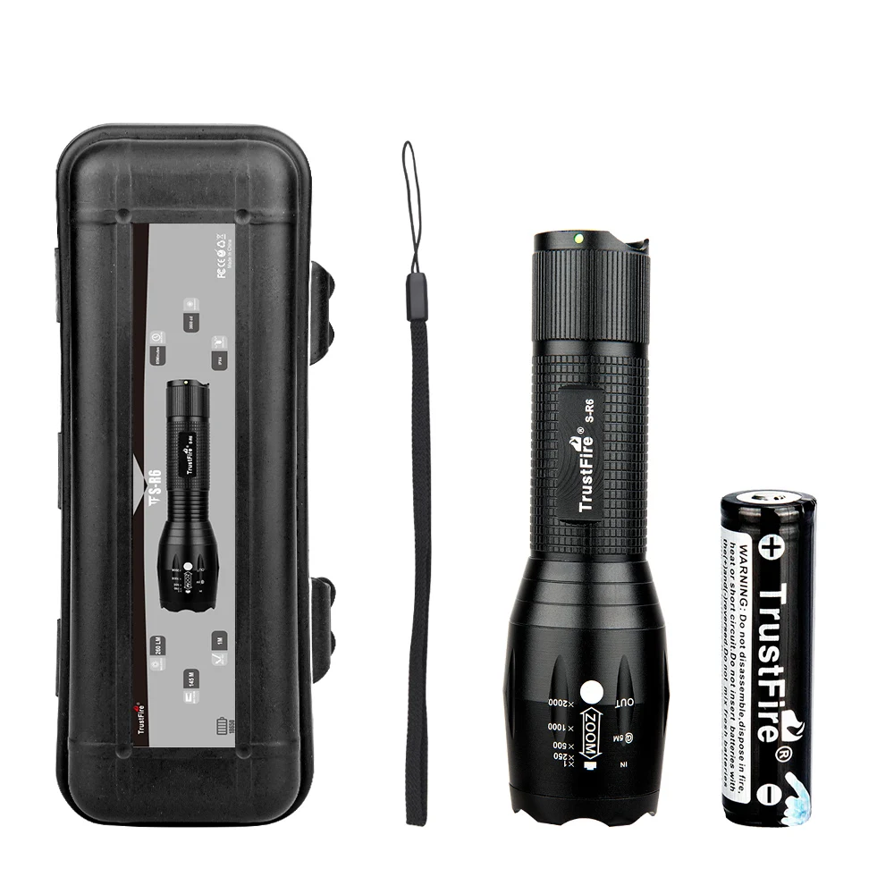 

Trustfire S-R6 Zoomable EDC LED Flashlight Portable Torch Lantern 18650 Work Hand Flash Light For camping