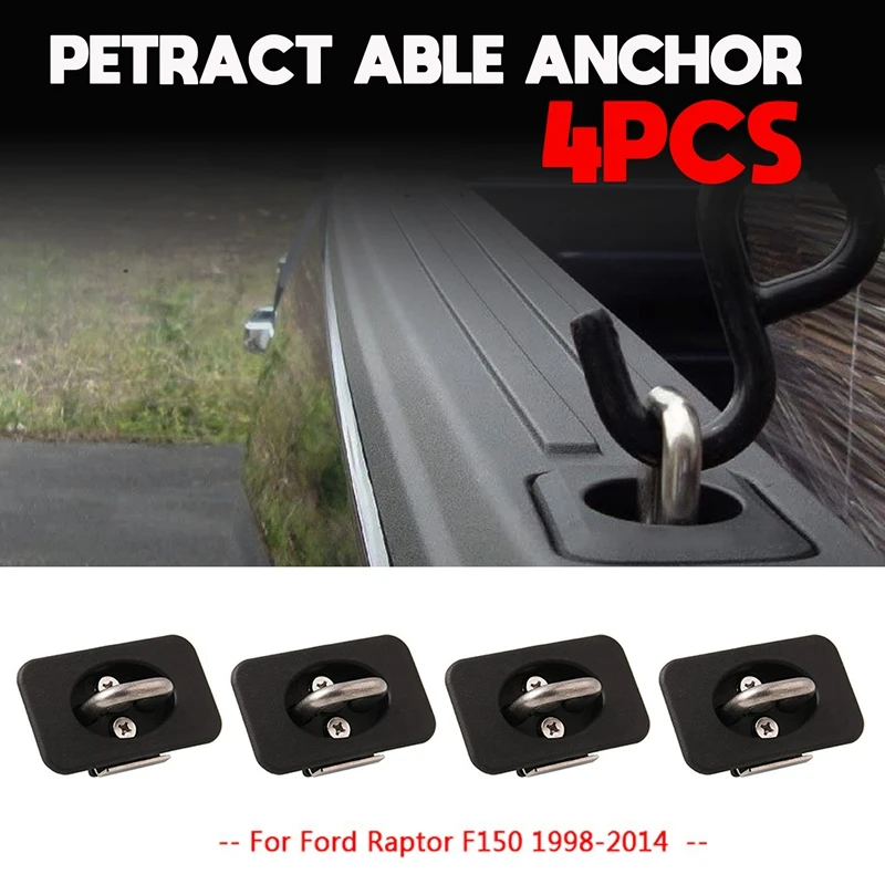 

4PCS Tie Down Anchors 3000 LBS Retractable Truck Bed Top Side D Ring for Ford F-150 F150 1998-2014 15074252