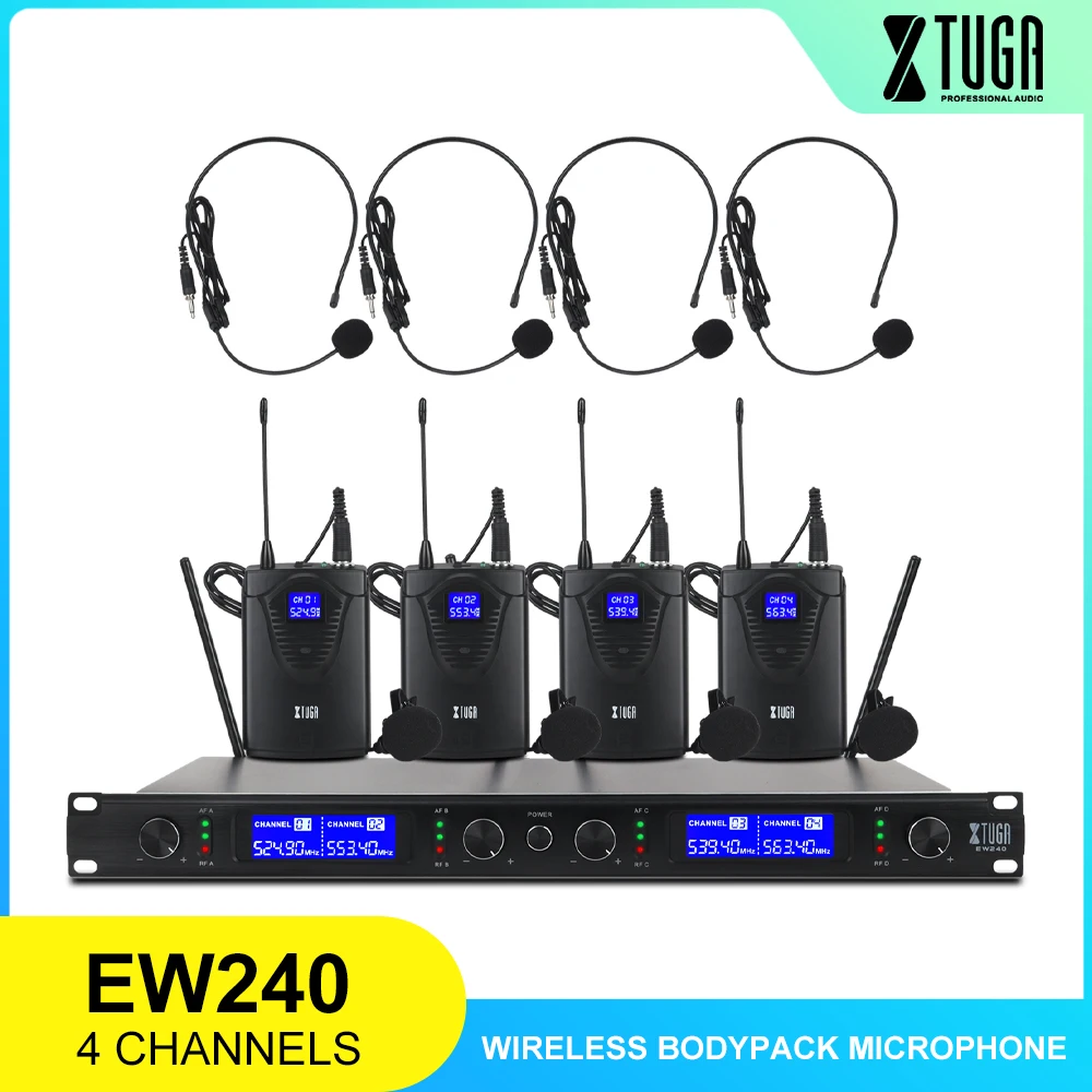 

США рус в наличии XTUGA Audio EW240 4-канальный беспроводной микрофонный блок UHF металлический приемник для караоке, семейные K песни