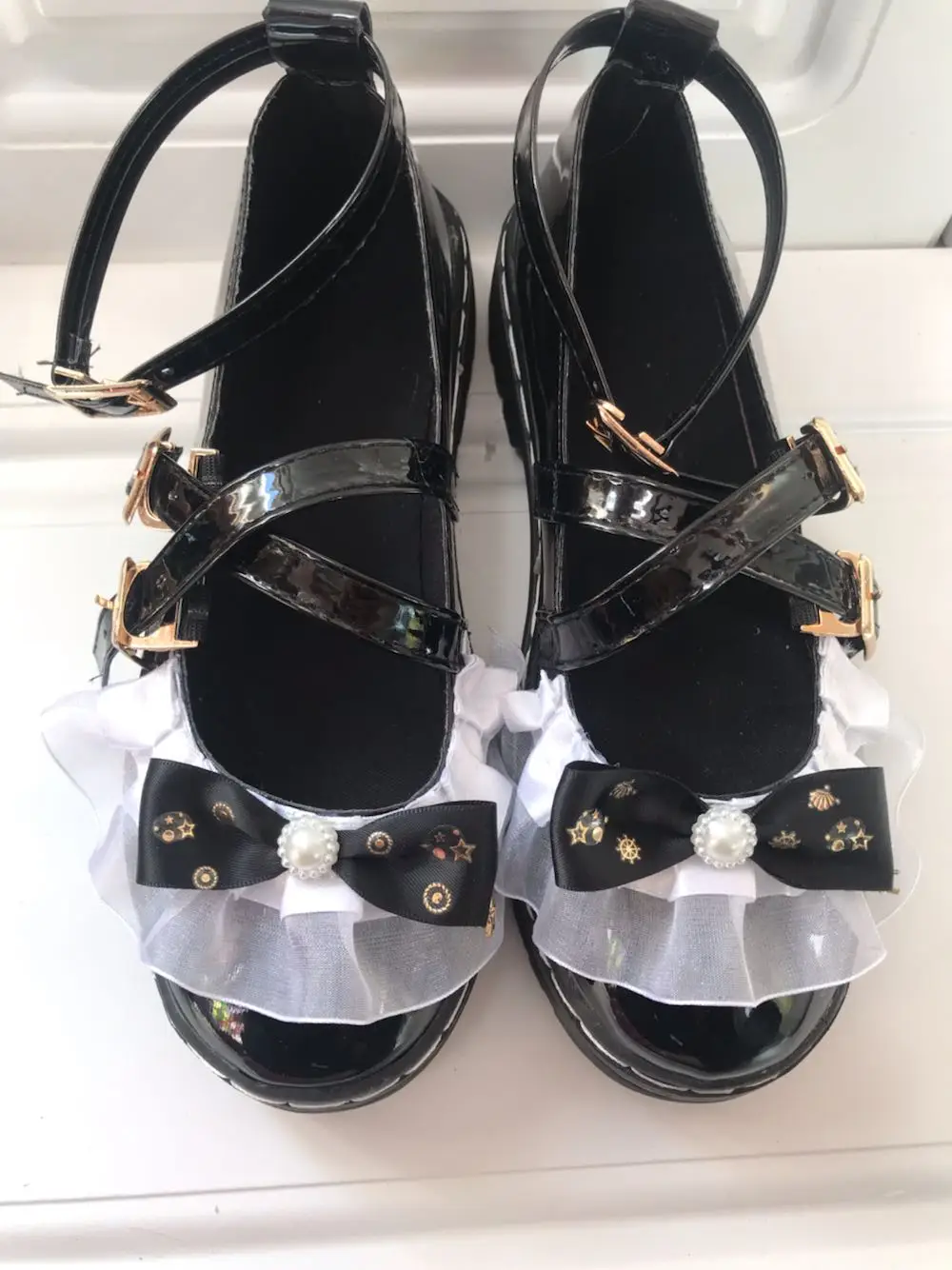 Готическая Милая обувь Лолиты винтажная кружевная Лоскутная kawaii удобная с