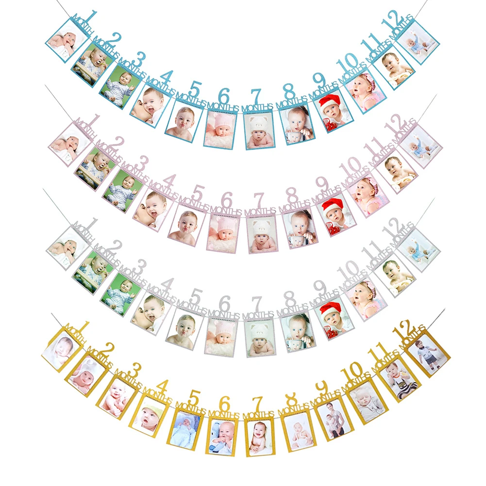 12 месяцы фоторамка баннер первый декорации с днем рождения настенный 1st для