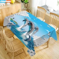 underwater world 3d tablecloth dolphins shark christmas animals beach washable cloth thicken rectangular wedding table cloth