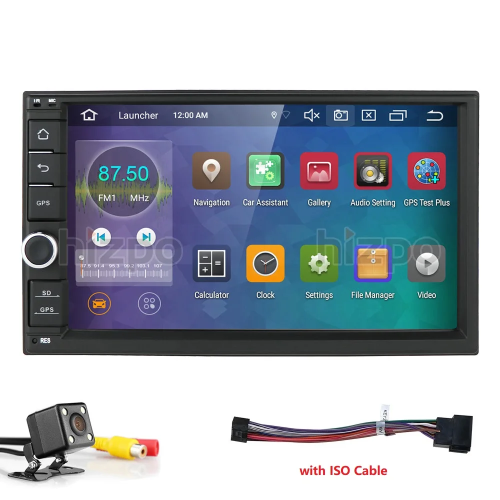 with ISO Camera4 2 Din " Восьмиядерный Универсальный Android 9,0 4 Гб+ 64 Гб Автомагнитола Стерео gps навигация WiFi 1024*600 сенсорный экран 2din автомобильный ПК DAB+ SWC - Цвет: with ISO Camera4