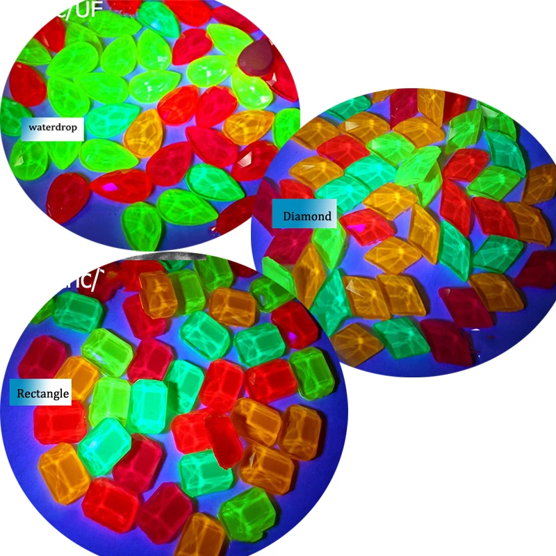 Неоновые Стразы 20 шт. ФЛУОРЕСЦЕНТНОЕ Стекло для ногтей с плоской задней частью 15