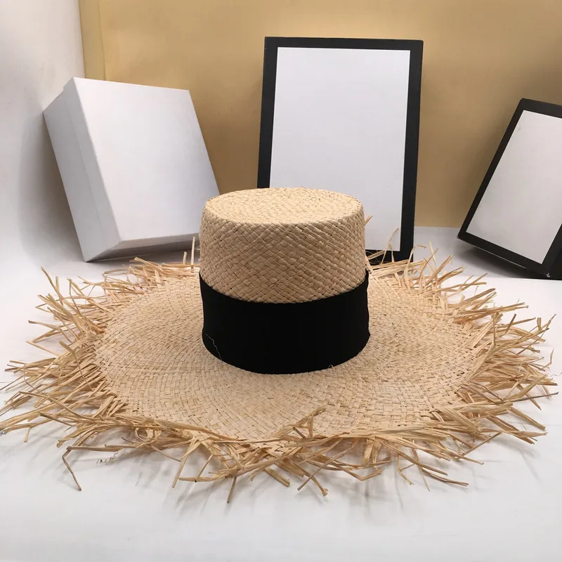 The new sun hat burrs thin section lafite grass is prevented bask in large straw hat brim gao tou2 flat hat for a holiday