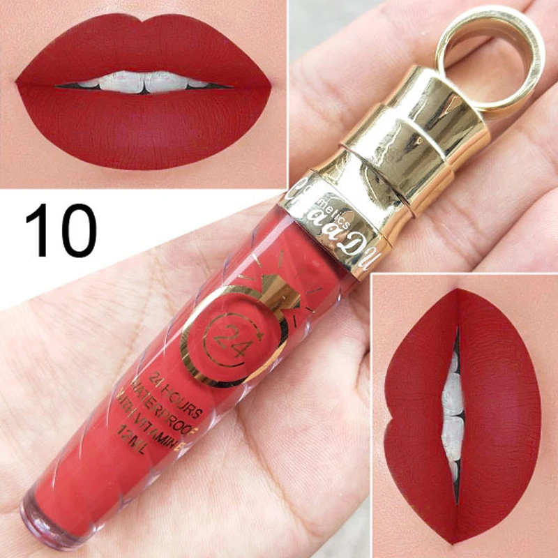 

20 Colors Lipstick Waterproof Long Lasting Matte+Shimmer Mental Beauty Lip Gloss Nude Glitter Lip Gloss Beauty Red Lip Tint New